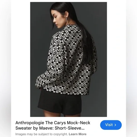 Anthropologie Black and White Cowl Neck Sweater - Picture 4 of 9